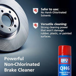 Quinton Hazell brake cleaner spray can showing non-chlorinated formula features