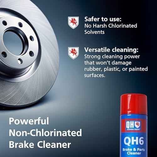 Quinton Hazell brake cleaner spray can showing non-chlorinated formula features