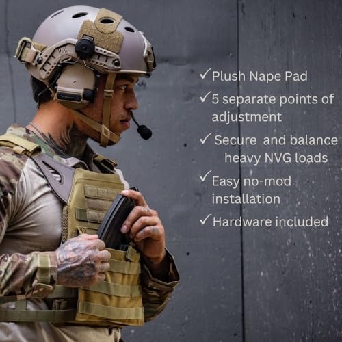 Close up view of the sweat wicking suede lined chin cup on the tactical suspension system