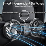 Dealswin wireless portable car seat fan showcasing the built in rechargeable battery design being used outdoors