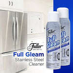 Fuller Brush metal conditioning spray being applied to a kitchen sink surface.