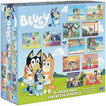 Spin Master Bluey educational jigsaw puzzle set for kids aged four and up arranged for gifting.