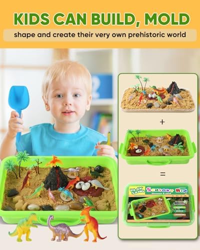 Sikmcle sensory bin tools and dinosaur figures