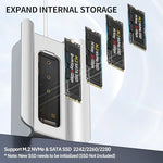Minisopuru dock showing M.2 SSD installation bay and magnetic cover