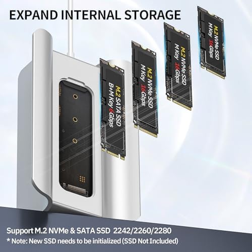 Minisopuru dock showing M.2 SSD installation bay and magnetic cover