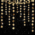Close up of double sided mirror and flash glitter finishes on gold hanging bunting