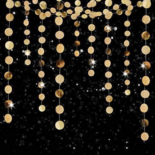 Close up of double sided mirror and flash glitter finishes on gold hanging bunting