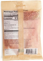 Back of the Kolsvart Swedish Candy bag showing the simple, clean ingredients list.