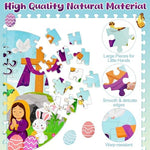 Gilprop Christian educational puzzle packaging box illustrating the seventy large pieces layout