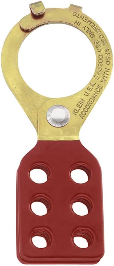 Klein Tools 45200 lockout hasp front view showing 1-inch diameter jaw.