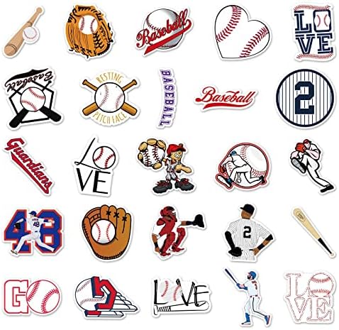 JOICEE 50 piece sports sticker pack spread out on a flat table showing fifty non-repeating designs.
