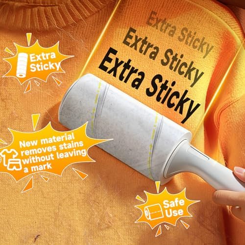 Reinforced green and pink lint roller handles with easy-tear adhesive sheets