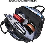 VANKEAN travel briefcase back view demonstrating the luggage trolley strap