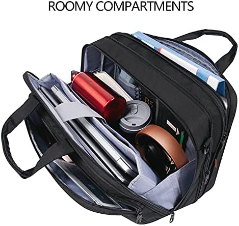 VANKEAN travel briefcase back view demonstrating the luggage trolley strap