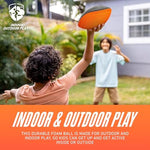 Authentic USA imported Nerf toy football being held to demonstrate the kids mini size