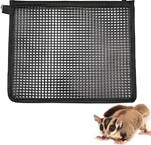 Tinkare sugar glider nail trimming pouch front view showing black breathable mesh fabric.