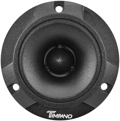 Timpano high SPL pro car sound system bullet tweeters displayed in a pair to highlight the matching black finish housings.