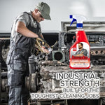 Close up of the spray nozzle on the RuggedRed 32 ounce bottle highlighting the industrial trigger design.