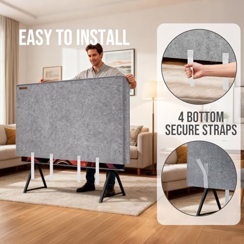 Rear view of flat screen inside protective felt cover