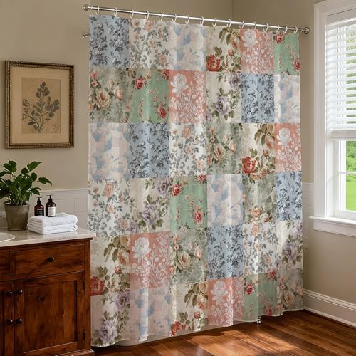 Mocsicka imported premium fabric shower curtain inside a modern home bathroom.