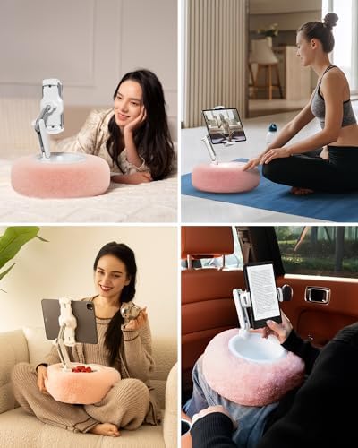 Viozon adjustable lap cushion stand holding an iPad in bed for hands free viewing
