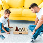 Authentic Hello Papaya wooden strategy game showing children playing and improving hand eye coordination skills.