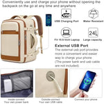EZUOLA travel bookbag back view showing ergonomic straps and integrated luggage trolley sleeve