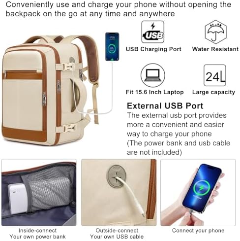 EZUOLA travel bookbag back view showing ergonomic straps and integrated luggage trolley sleeve