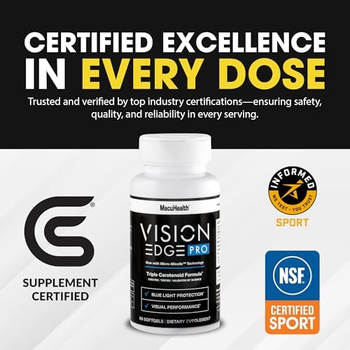 VISION EDGE PRO Eye Supplement for Athletes; Formula with Lutein, Zeaxanthin, and Meso-Zeaxanthin, Eye Supplements Omega 3, Essential Carotenoids for Eyes - (90 Softgels, 3 Month Supply) - Image 8