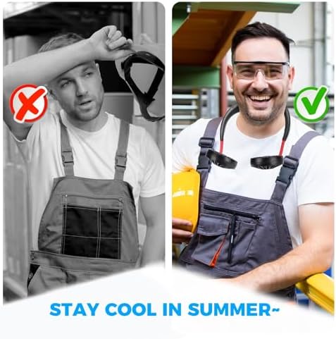 Personal cooling neck fan being worn like headphones to demonstrate comfortable hands free lifestyle use.