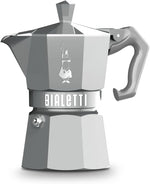 Bialetti Sky Blue espresso maker parts disassembled layout