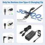 TruAI 65W Power Delivery laptop adapter connected to a standard power cord for multiple brand compatibility