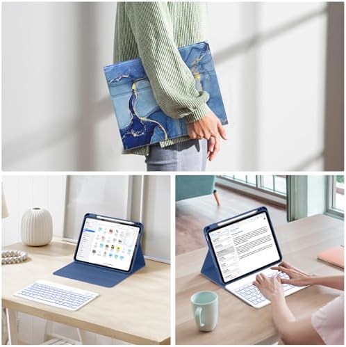 Soke premium marble pattern tablet case closed securely with magnetic closure.
