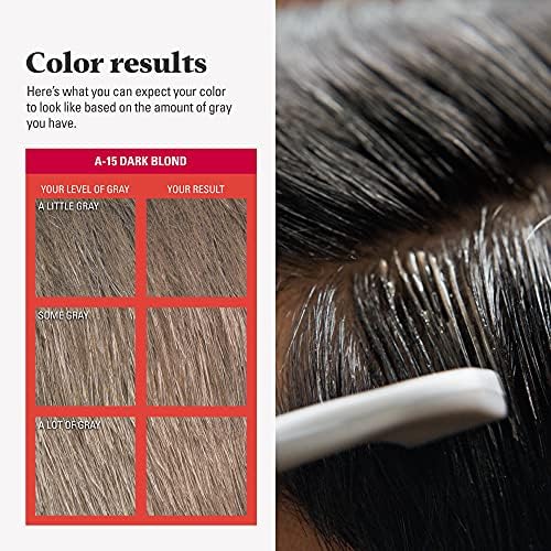 Full contents of the Just For Men hair dye kit including the pre-mixed color tube and instructions for home application.