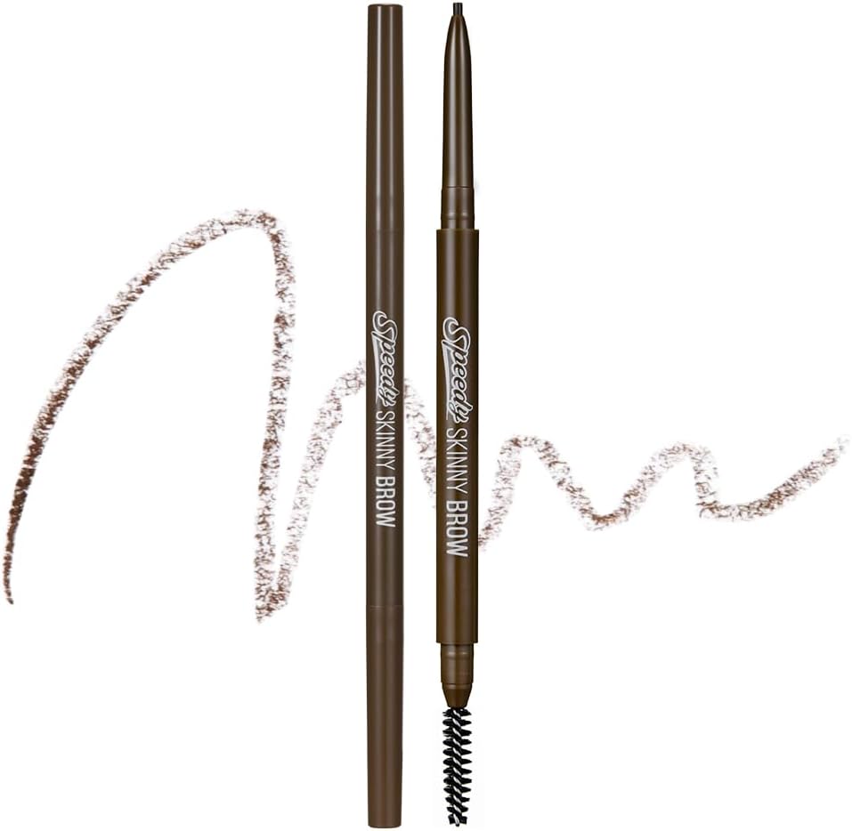 Peripera Speedy Skinny Brow 03 Natural Brown precise eyebrow pencil front view showcasing the ultra-slim fine tip and packaging.