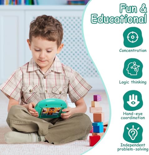 Toddler educational toy by Fullware being twisted to solve the lion pattern picture