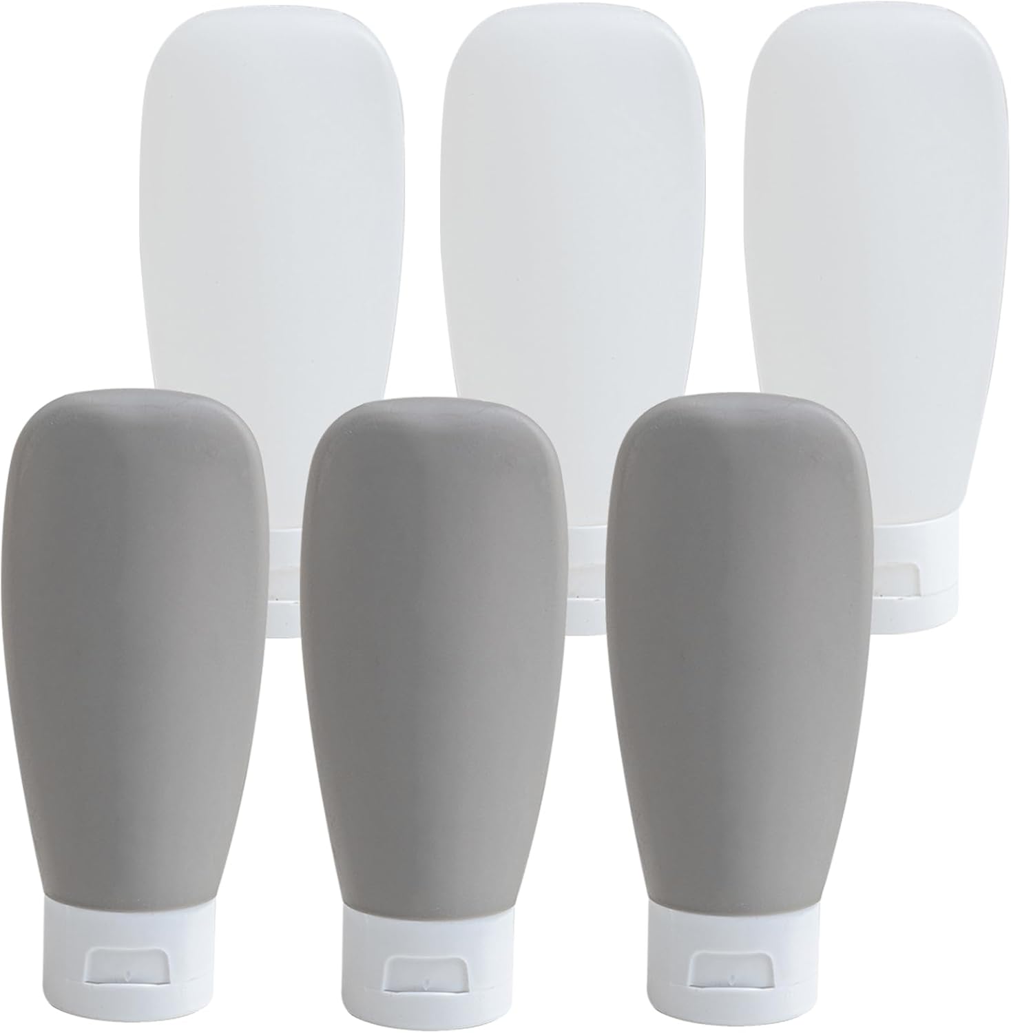 DEWSENSI travel bottles for toiletries front view showing the six pack arrangement.