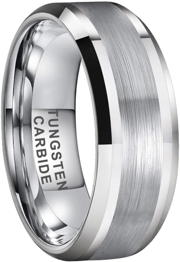 TUTISS 6mm 8mm Silver/Black/Gunmetal/Gold Tungsten Rings for Men Women Fashion Jewelry Engagement Wedding Bands Matte Polished Shiny Beveled Edges Comfort Fit - Image 11
