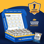 Before and after visualization of a clean high efficiency laundry tub seal free of odor and pet hair.