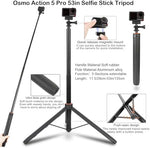 PellKing 135cm extendable selfie stick tripod setup with a premium aluminum alloy frame for action cameras.
