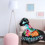 Amonee-YL dinosaur theme bedding blanket showing stitched borders and double sided material