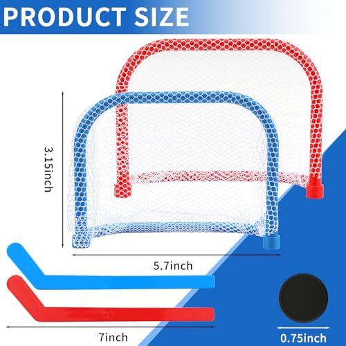 Indoor table hockey toy set with two pucks and two sticks