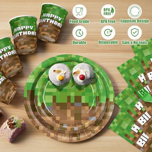Green themed party tableware set serving 24 guests