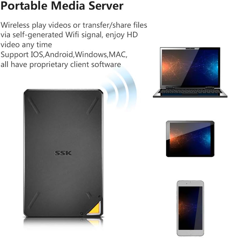 SSK portable cloud hard drive side profile displaying USB port interface