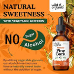Authentic Wild & Organic two Fluid Ounce pine bark tincture bottle display