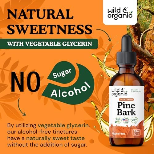Authentic Wild & Organic two Fluid Ounce pine bark tincture bottle display