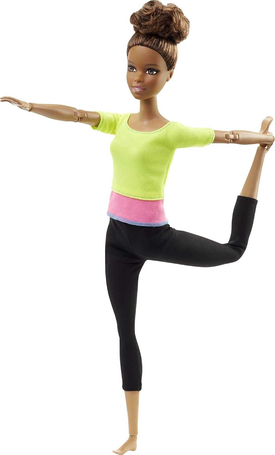 Barbie doll demonstrating flexible arm articulation and elbow joints.