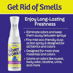 SilverWorks! silver ion spray being applied to a running shoe for freshness