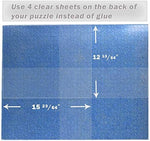 Mess free puzzle saver sheets with included hanging tabs for wall mounting