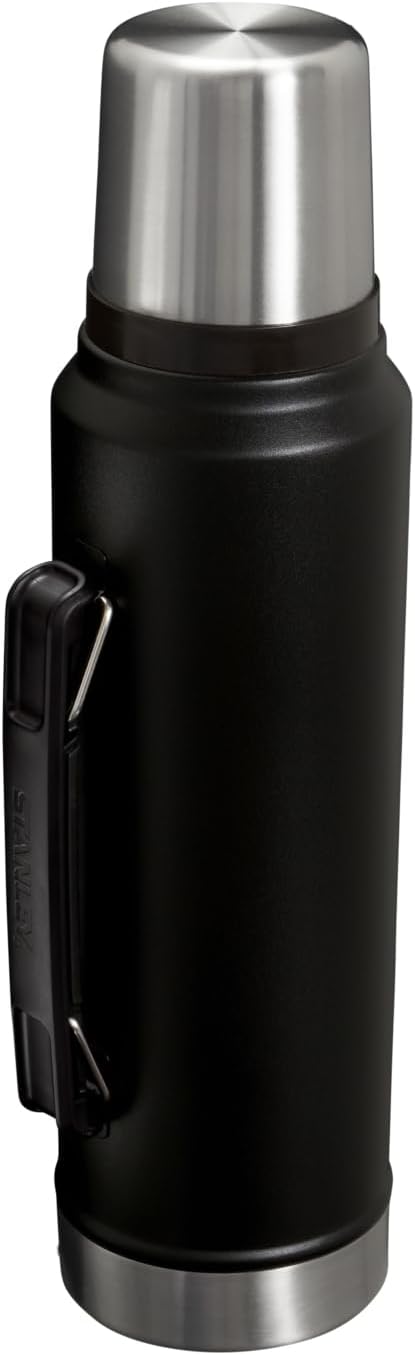 Stanley stainless steel vacuum bottle with integrated handle and leakproof cup lid